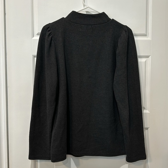 Grey Mock Neck Puff Sleeve Madewell Sweater - Picture 2 of 4